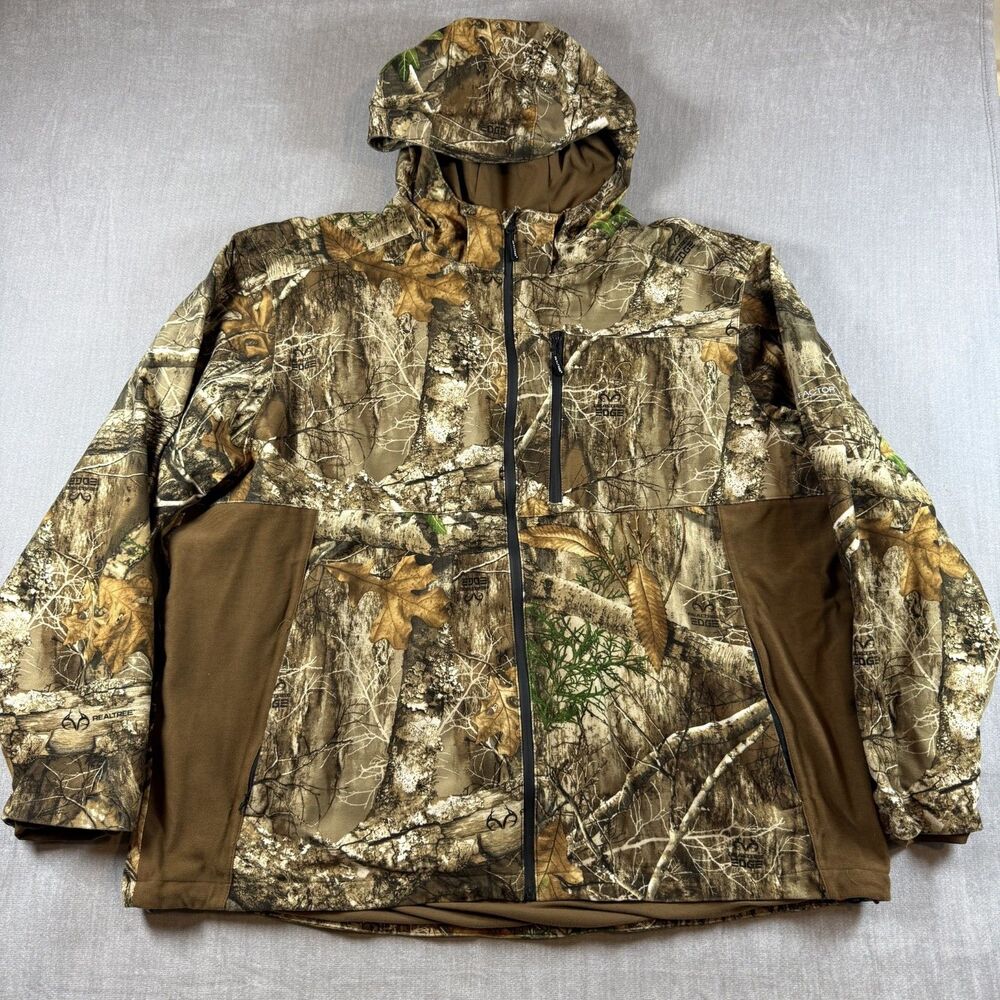 Realtree Edge Scent Factor Mens 2XL Camo Hunting Jacket Full Zip Soft waterproof